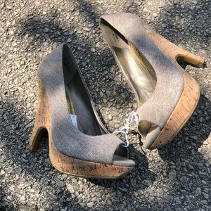 Wedge open toe cloth sandal